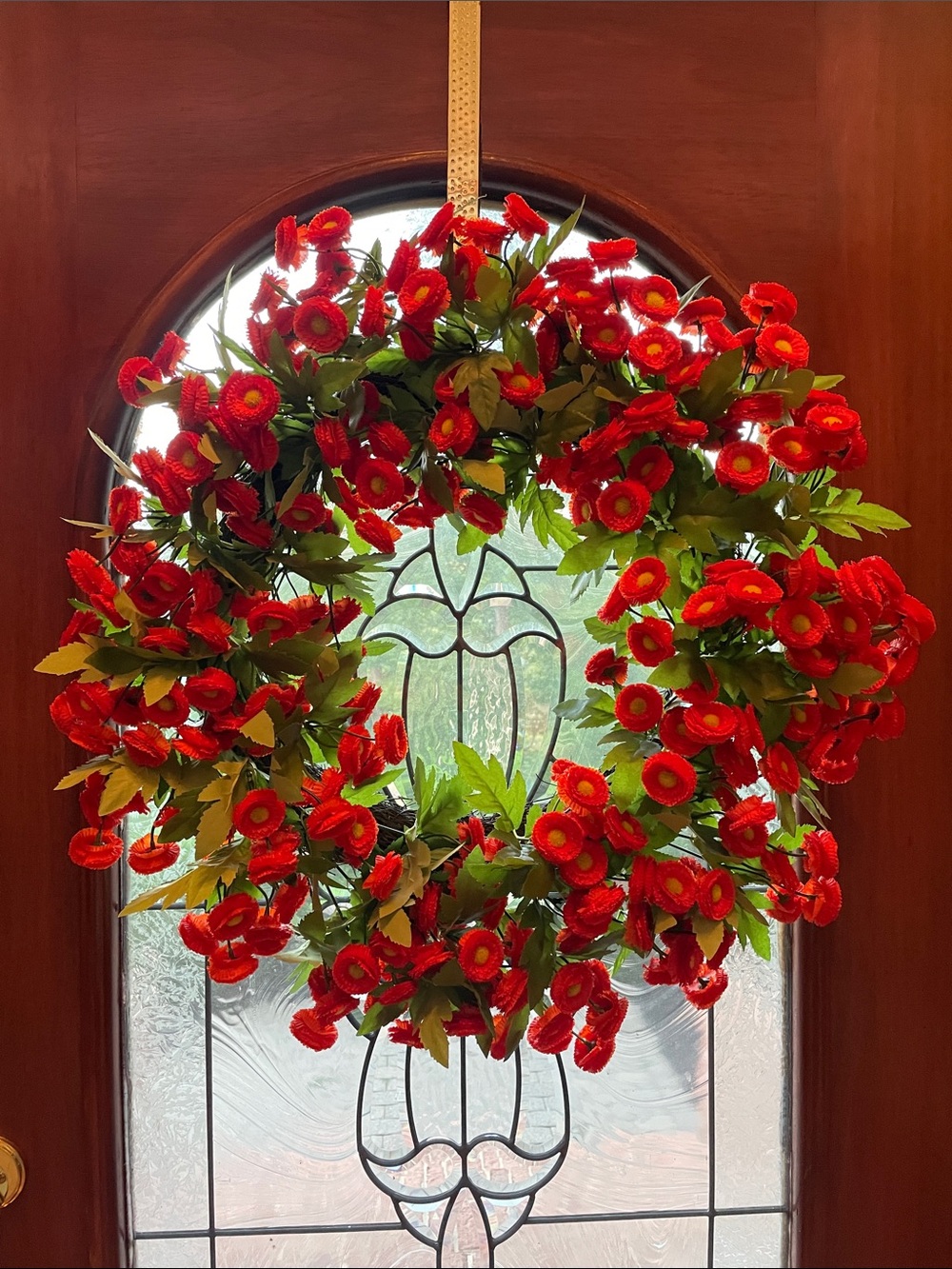Orange Mum 25 inch Wreath Door Decor - Home Holiday